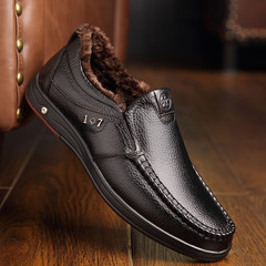 Winter shoes male leather business suits men's old shoes casual shoes and old dad cashmere warm shoes Forty-three 8826 black cotton
