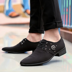 The Korean business men's leather shoes pointed black male youth fall men's dress shoes with velvet shoes tide Thirty-eight Black
