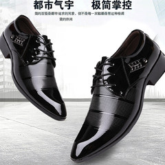 The Korean business men's leather shoes pointed black male youth fall men's dress shoes with velvet shoes tide Thirty-eight Fluorescent black