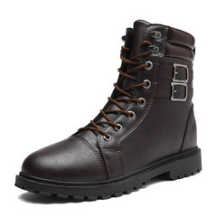 Autumn and winter boots Martin male British snow boots and work shoes cotton shoes men boots in Adidas high Forty-three brown