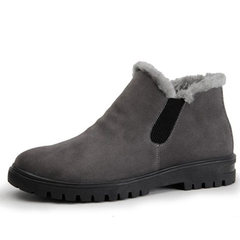 A light snow boots shoes men boots waterproof fur boots cotton and cotton shoes and winter warm male Thirty-eight gray