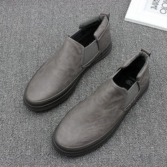 The new men's casual shoes pedal in high tide thick bottom set foot shoes PU leather men Dan Xiezi Forty-three gray