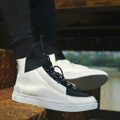 White high shoes men fall trend of Korean hip-hop movement with Quan Zhilong personality plus velvet shoes shoes Forty-three white