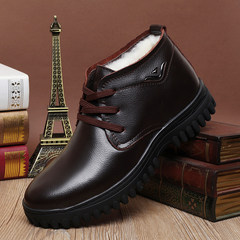 High in winter to help my father in the elderly with non slip Shoes Mens XL warm cashmere thick leather shoes wool Thirty-eight brown
