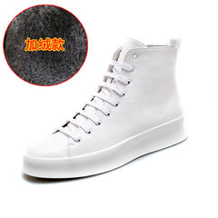 High shoes shoes with red velvet warm winter trend of Korean British sports shoes shoes Gobon shoes Thirty-eight White, velvet, keep warm