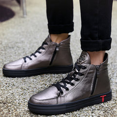 High shoes men shoes winter warm winter shoes and cashmere Kobron men's shoes tide male casual shoes. Forty-three 1616 silver shoes