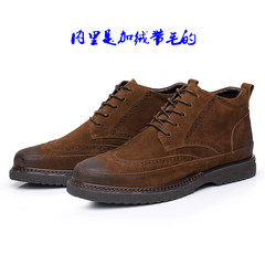 Europe and the United States, boots, Martin boots, men's English wind, back to Germany, high boots, winter boots, black boots, black tides Thirty-eight Brown cashmere