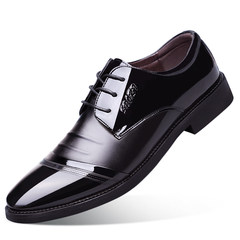 Leather shoes men`s business is installing young men`s leather shoes 100 take tide men`s leather shoes in autumn and winter fastening belt inside heighten black leisure shoes 38 black