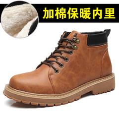 The winter men's shoes men boots Martin drop top British boots tooling boots and cashmere cotton boots snow boots male Martin Thirty-eight Yellow brown (with cotton lining)