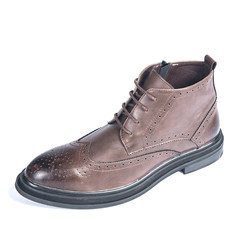 The fall of Bullock Martin. All-match High Boots Men casual shoes men's shoes for British style carved thick soled boots Thirty-eight Light brown