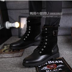 Autumn and winter high tube Martin boots boots boots boots Korean men shoes men boots boots male fashion Collect socks Black 518 Standard Code