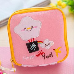 South Korea cartoon cloth sanitary napkin collection package, cotton sanitary cotton bag, large capacity loading aunt towel bag bag Pink