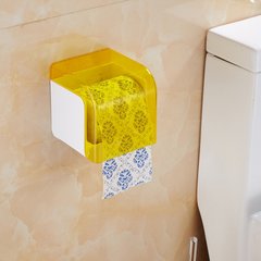 Toilet paper box, toilet waterproof paper rack, bathroom, transparent bathroom, plastic wall hanging toilet paper The yellow box with screws.