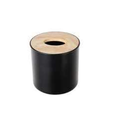 欧式创意纸巾盒创意餐巾客厅车用抽纸盒实木橡木盖子卷纸筒收纳盒 橡木黑色卷纸筒