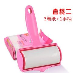 Drum type hair ball hair removal roll Home Furnishing household long handle device of portable household mini sticky hair sweater Combo two (1 handles +3 rolls paper)