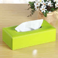 The home of cortical tissue box PU Leather Rectangular winding box office of European fashion Short tissue paper box green