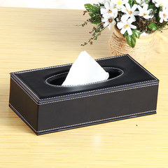 The home of cortical tissue box PU Leather Rectangular winding box office of European fashion Black needle for short paper towel box