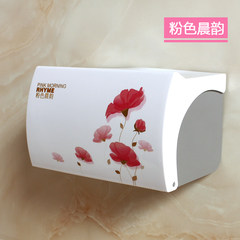Small roll paper rack, bathroom, bathroom, steel roll paper box, waterproof Hotel, guest room, hotel toilet, paper towel box Pink morning rhyme (send 3M strong stickers)