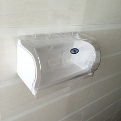 The bathroom toilet paper towel box carton paper rolls of paper free creative drilling pumping hanging sanitary paper waterproof rack Transparent color + screw