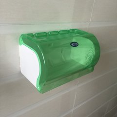 卫生间纸巾盒厕纸盒创意免打孔卷纸抽纸筒挂壁式卫生纸防水置物架 促销款（绿色+螺丝）