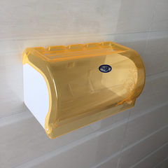 卫生间厕所纸巾盒免打孔抽纸卷纸筒卫生纸盒防水厕纸盒手纸置物架 黄色+螺丝