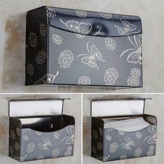 Free paper towel box Stainless steel waterproof draw roll toilet paper carton sanitary toilet paper holder creative Thickening paragraph - bright black butterfly