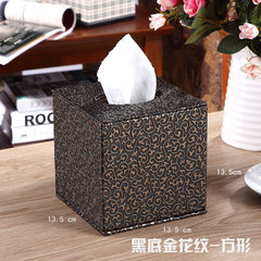 A grand high-end household manual paper towel box European cortex winding creative napkin box trumpet Square - Black