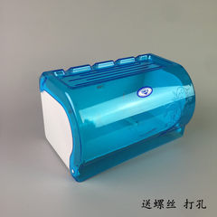 Toilet toilet paper box creative home cute free punch roll paper frame European style plastic waterproof toilet paper box Blue (screw) punch money