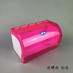 Toilet toilet paper box creative home cute free punch roll paper frame European style plastic waterproof toilet paper box Pink (screw) punch money