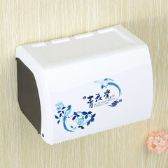Toilet roll holder toilet toilet paper box Restroom hanging paper towel box carton paper tube free perforated basket Blue and white porcelain 20CM