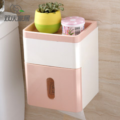 The bathroom towel rack punch free cassette waterproof plastic toilet paper rack rack pumping creative Pink