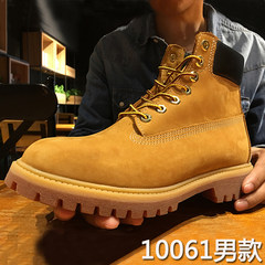 Martin male British style boots high boots leather boots with helper short winter snow shoes female yellow desert rhubarb Thirty-four 10061 wheat yellow