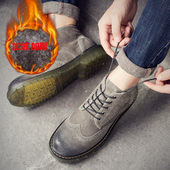 Martin boots boots for male increased boots leather and Velvet Matte Harajuku retro British style high shoes Thirty-eight Burnt grey cotton