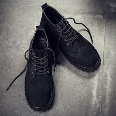 Martin boots boots for male increased boots leather and Velvet Matte Harajuku retro British style high shoes Thirty-eight black
