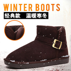 Winter snow boots mens shoes with Leather Suede short tube warm boots Martin boots shoes shoes male couple bread Thirty-eight 5859 coffee color