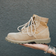 Help Martin boots male lovers shoes men boots high leather boots ugg boots shoes male British rhubarb Thirty-eight Beige beige