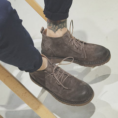 GBOY winter boots boots Martin male Japanese youth Vintage tooling boots suede leather casual shoes Thirty-eight Coffee