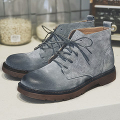 GBOY winter boots boots Martin male Japanese youth Vintage tooling boots suede leather casual shoes Thirty-eight gray