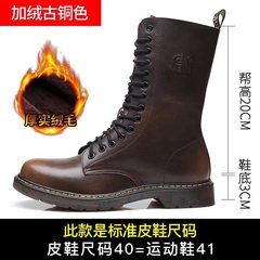 Martin boots boots high boots Bangjun British male in the autumn and winter boots leather shoes retro Martin male Harajuku Thirty-eight Bronze high cylinder (with velvet)