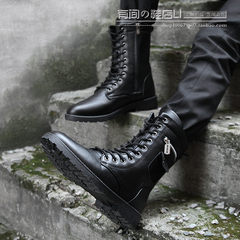 Autumn and winter high tube Martin boots boots boots boots Korean men shoes men boots boots male fashion Forty-four Black A502 Standard Code