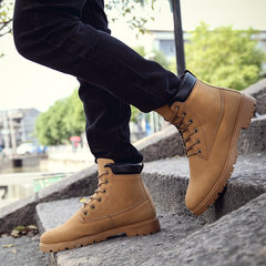 Autumn and winter high tube Martin boots boots boots boots Korean men shoes men boots boots male fashion Thirty-eight Yellow 528 Standard Code