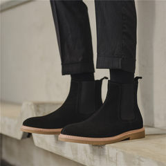 Europe and the British Chelsea pointed boots boots boots male leather Kanye frosted Martin boots gentleman high shoes men Thirty-eight black