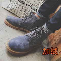 The winter tide to men and women shoes Korean couple Martin boots British boots boots with thick soles of cashmere Thirty-eight Grey [cashmere]