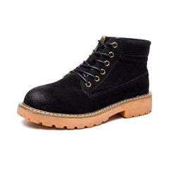 The new Martin boots women`s round head flat flat flat plain color short boots with frosted pigskin, black 35 