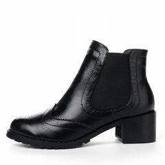 一件代发靴子2017欧美秋冬新款女靴切尔西短靴中粗跟加绒马丁靴 黑色 36