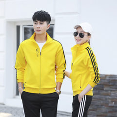 Spring and autumn couples sports suit men and women long sleeve sportswear running apparel manufactu 8518 yellow Female m. 