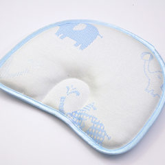 婴儿枕头夏季婴儿定型枕3d儿童枕头防偏头定型枕圆形宝宝枕头厂家 假日小象（沁心蓝） 25*31cm