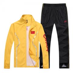 Send on behalf of the spring and autumn men`s and women`s sports suit lovers long sleeve leisure sch Light yellow m