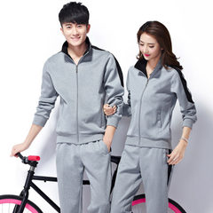 2018 sports suit men`s and women`s sportswear spring and autumn lovers` uniforms for young students 17338 gray/black The man L 