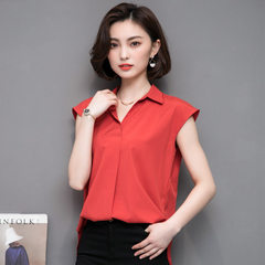 Large size women`s blouse middle and long style Korean version of the new loose cover baby blouse to red Big yards 5 xl 